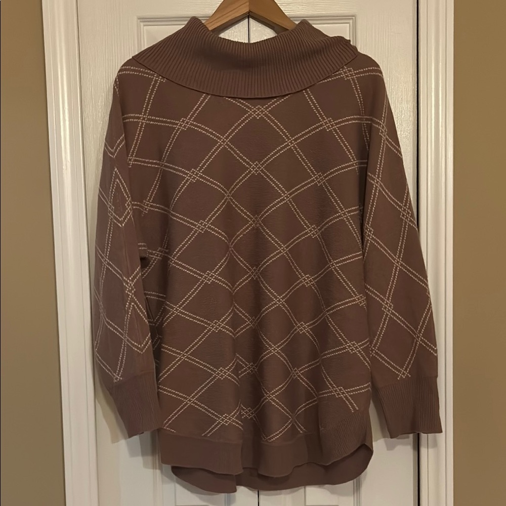 Liz Claiborne Cowl Neck Sweater with Geometric Pattern Color Unsure